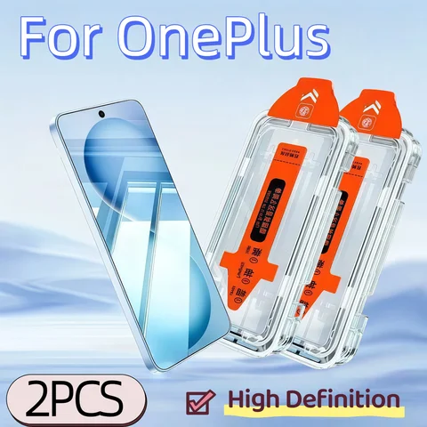 2Pcs For OnePlus 9 9T 8 8T 7 6 Tempered Glass Screen Protector Anti-Scratch Clear Protection Dust-Free Series Mobile Phones