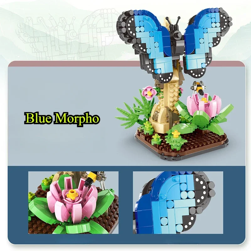 Moc Insekt Blume Modell Baustein Schmetterling Pflanze Desktop Decor Ornamente Stadt Spielzeug Kinder Erwachsene DIY Romantische Urlaub Geschenk