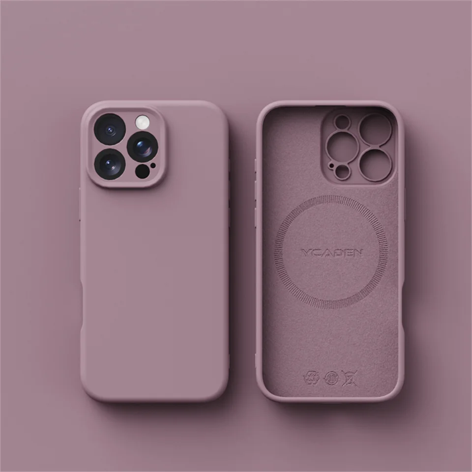 Funda de silicona líquida de lujo para Magsafe para iPhone 17 Air 16 Plus 15 14 13 12 Pro Max 17Pro carga inalámbrica cubierta suave 6
