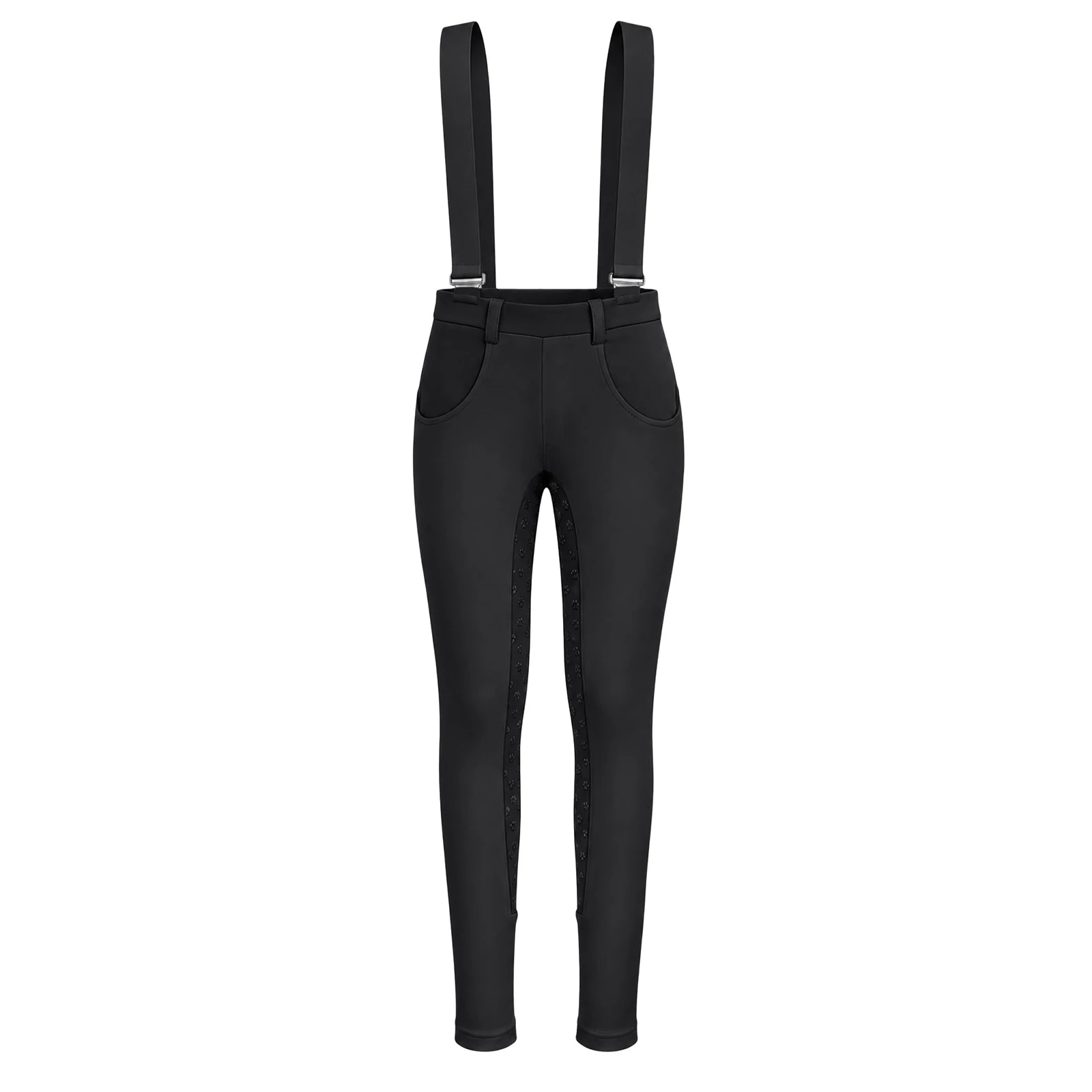 Reithose für Mädchen, elastischer Bund, Sportleggings mit Taschen und Schultergurten. – Detail 10