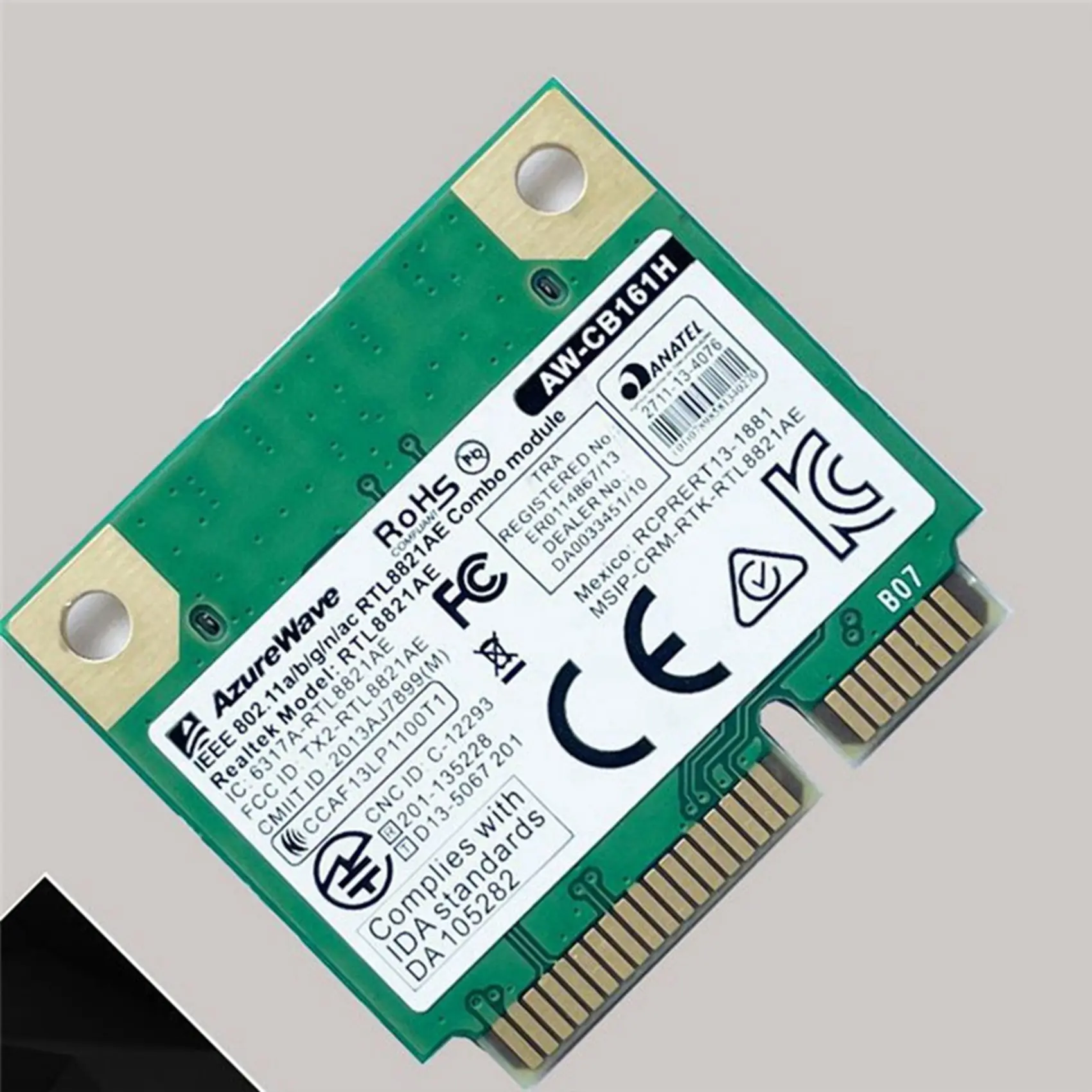 Dual Band Realtek RTL8821 AW-CB161H Wifi Wlan การ์ดบลูทูธ 4.0 Combo ไร้สาย Mini PCI-E Adapter 433Mbps 802.11Ac