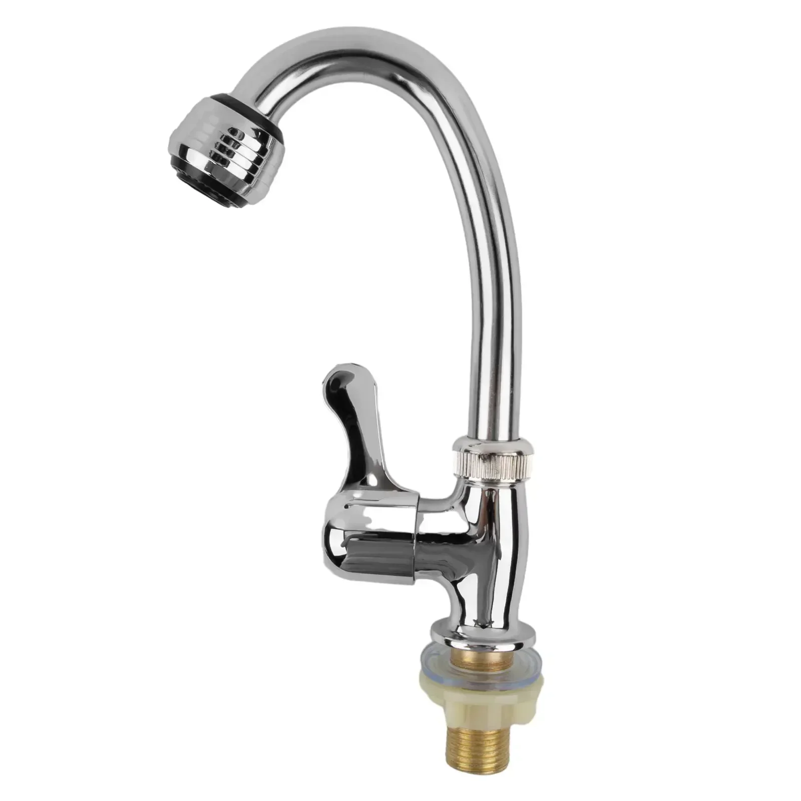 

Plastic Steel Kitchen Sink Cold Taps Faucet Water Purifier Single Lever Hole Cold Tap Water-saving Tap Accessories Silver Color