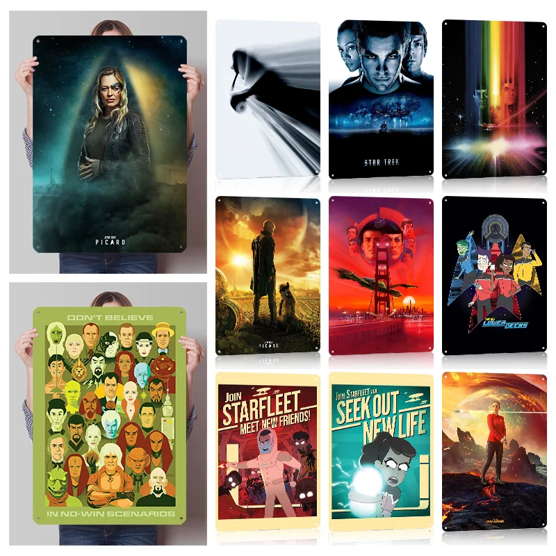 Affiches métalliques Star Trek personnalisables, art mural rétro vintage, panneaux en métal pour les fans, accessoires pour la barbe à papa, décorations pour la maison