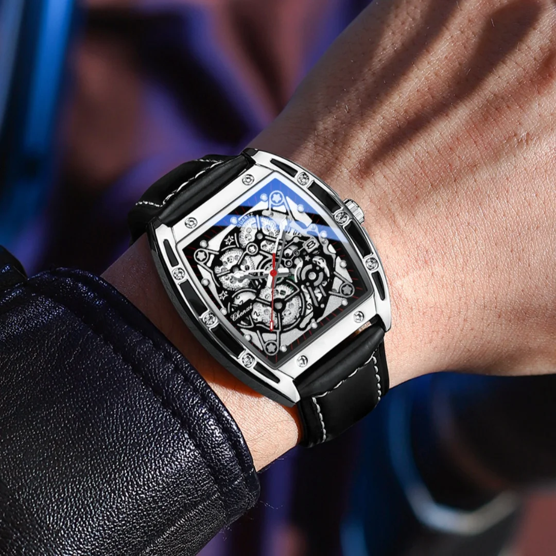 

CHENXI 8265 Luxury Sport Tonneau Man Wristwatch Waterproof Luminous Quartz Men's Watches Leather Men Watch tasarım kol saati