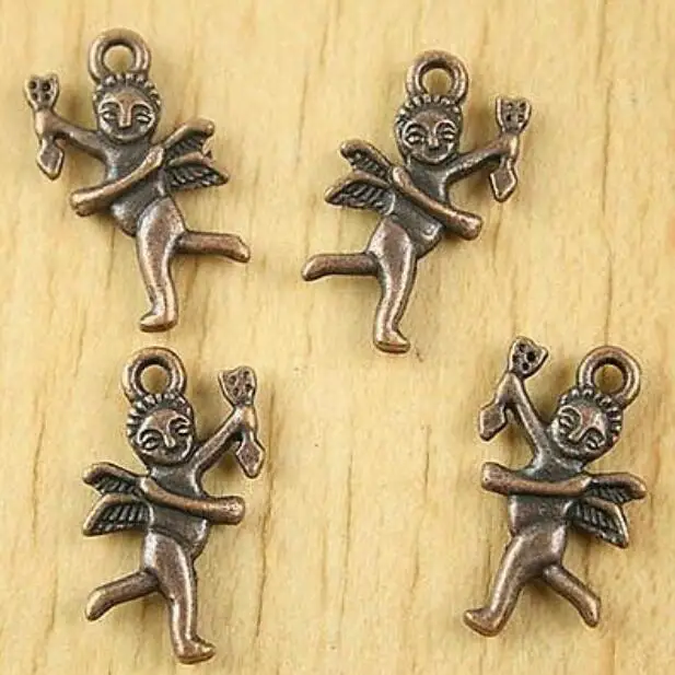 20pcs 22.4x12.8mm antiqued copper-tone Cupid Love angel charms H2255