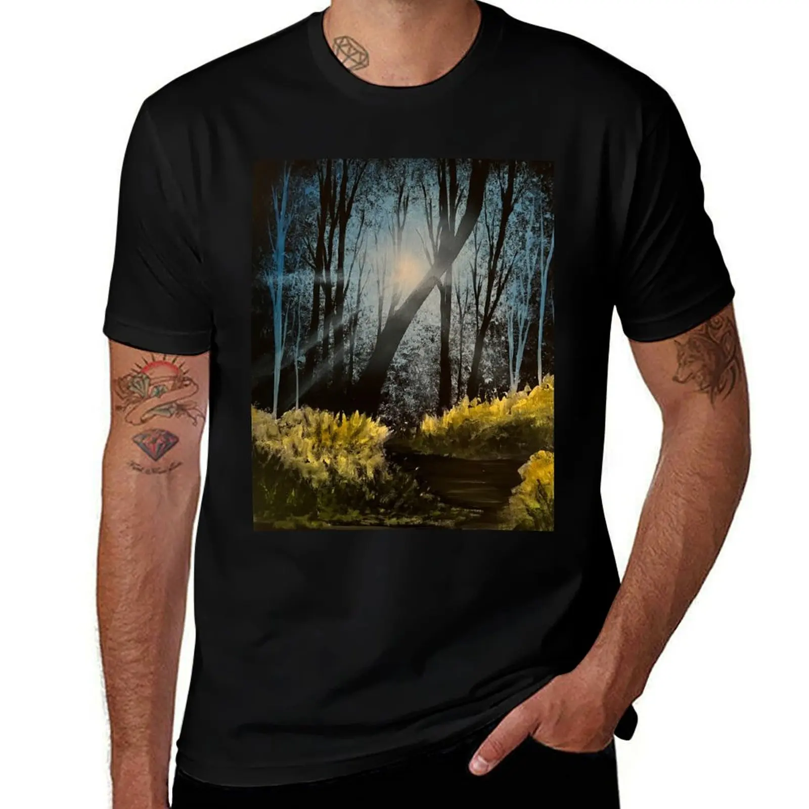 

Golden Rays of Sunlight T-Shirt for a boy luxury clothing labubu valentines boutique clothes Men's cotton t-shirt