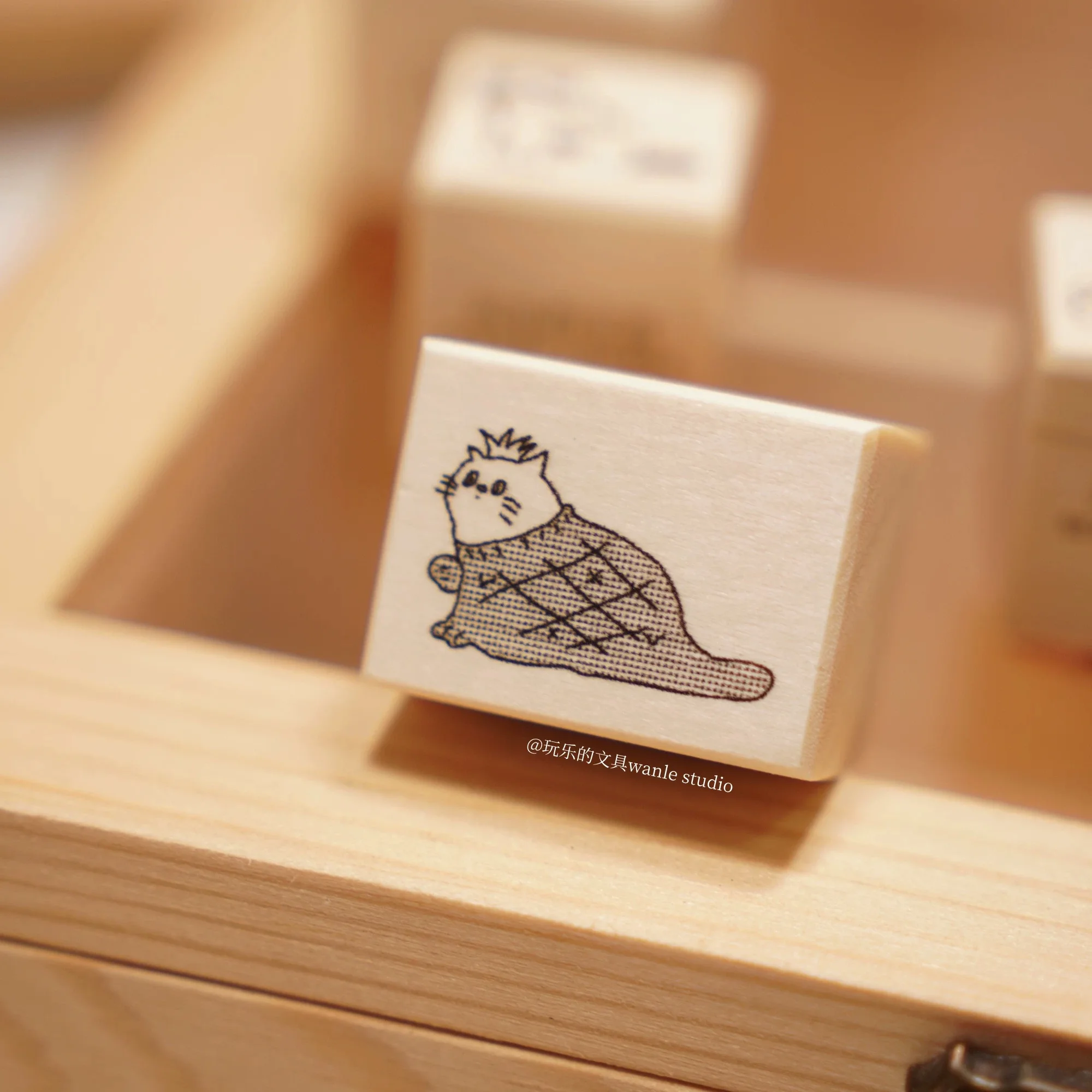 Wanle Studio Vintage Lovely Cat Wooden Rubber Stamp for DIY Scrapbooking Photo Album Card Making