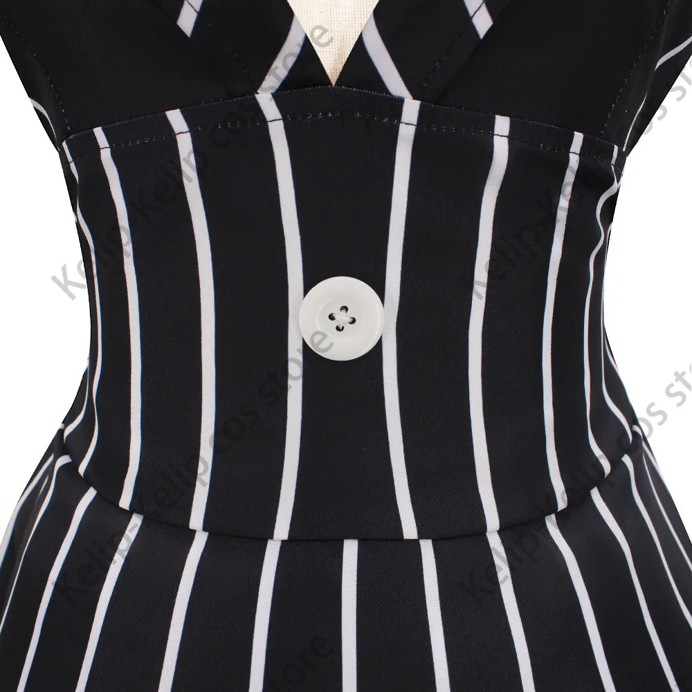 Women's Jack Skellington Style Gothic Cosplay Costume Long Sleeve Top and Tube Top with Skirt and Gloves for Halloween