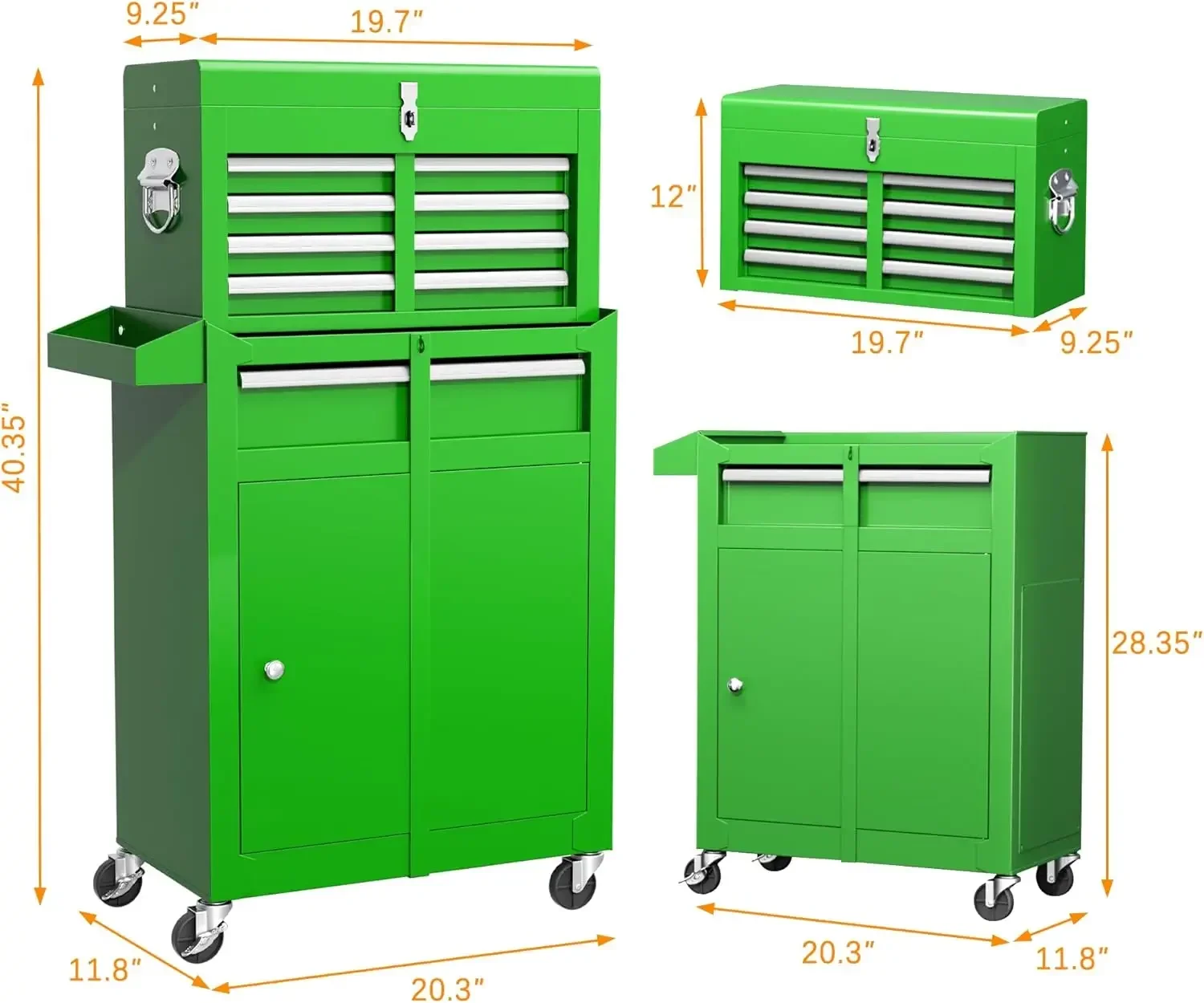 Bestseller 5-Drawer Rolling Tool Chest مع صندوق أدوات علوي قابل للفصل، عجلات عالمية قابلة للقفل، صندوق أدوات معدني لأعمال المرآب #3