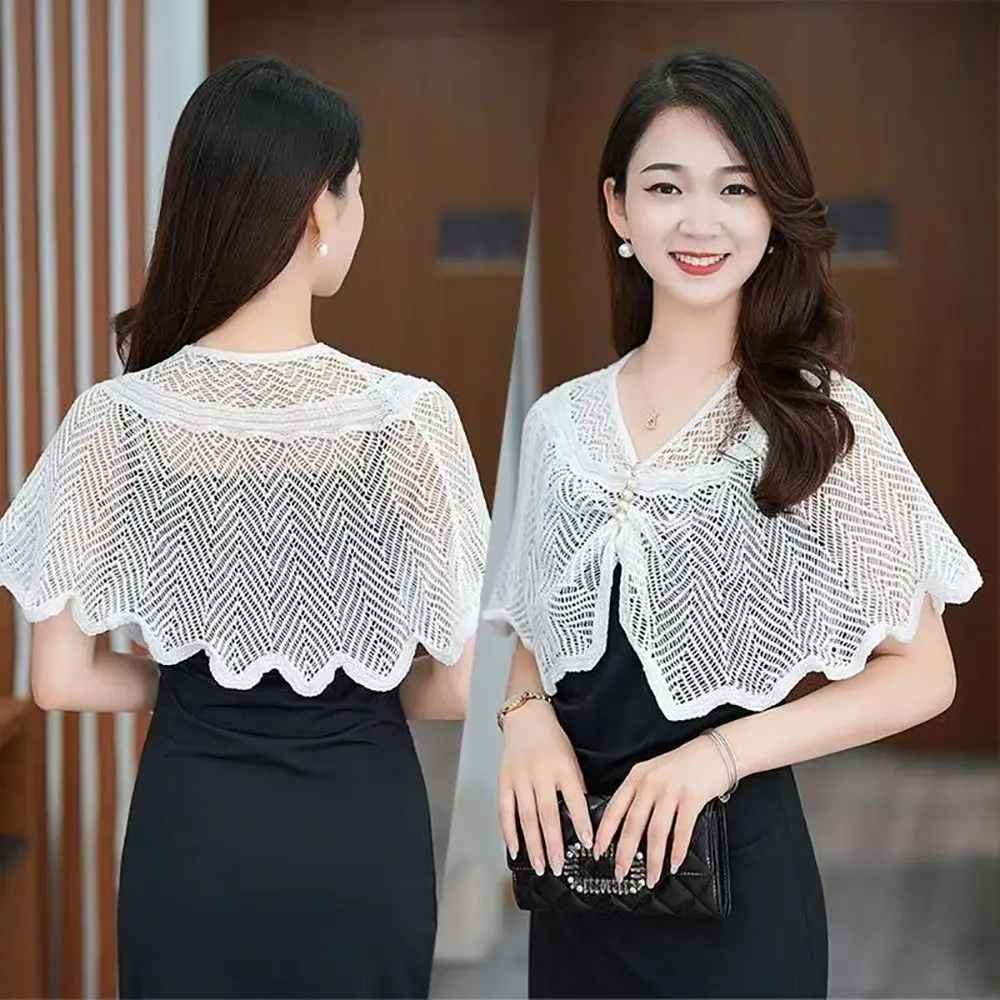 

Short Outer Wear Multicolor Knitted Shawl Breathable Short Thin Coat Sun Protection Clothing Women