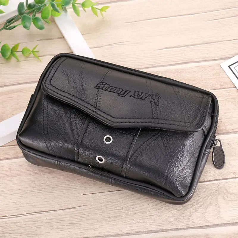 L74F Vintage Men Waist Fanny Pack Belt Bag PU Leather Phone Travel Hip Hanging Purse