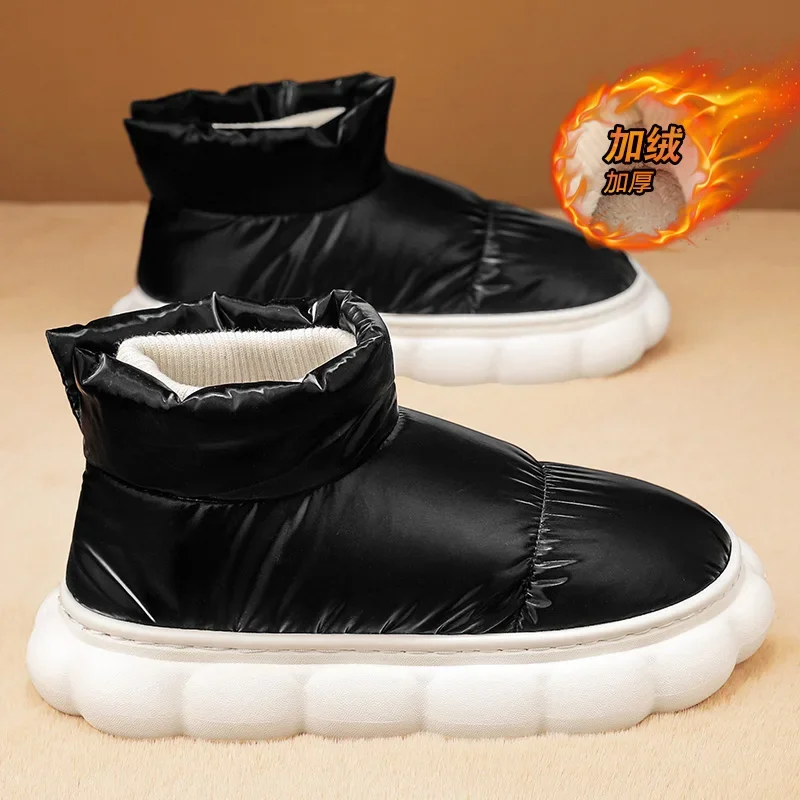 Winter 2026 New Lovers Plush Thick Comfortable Cotton Shoes Waterproof Anti Slip Outdoor Casual Shoes Flats Snow Boots Men Women