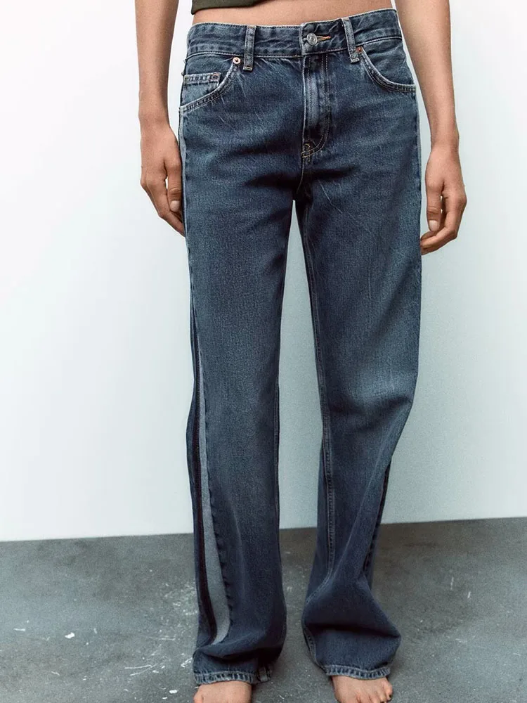 

Новые женские прямые джинсы с высокой талией, утягивающие широкие джинсовые брюки, универсальная осенняя коллекция, длинные брюки против морщин