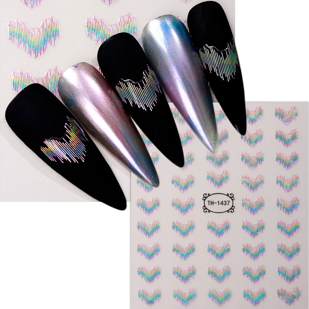 1pcs Laser Gold Wave Nail Art Stickers Multi Color dazzling Strip Line Nail Decals for Transfer Slider Manicure Decoration y2k