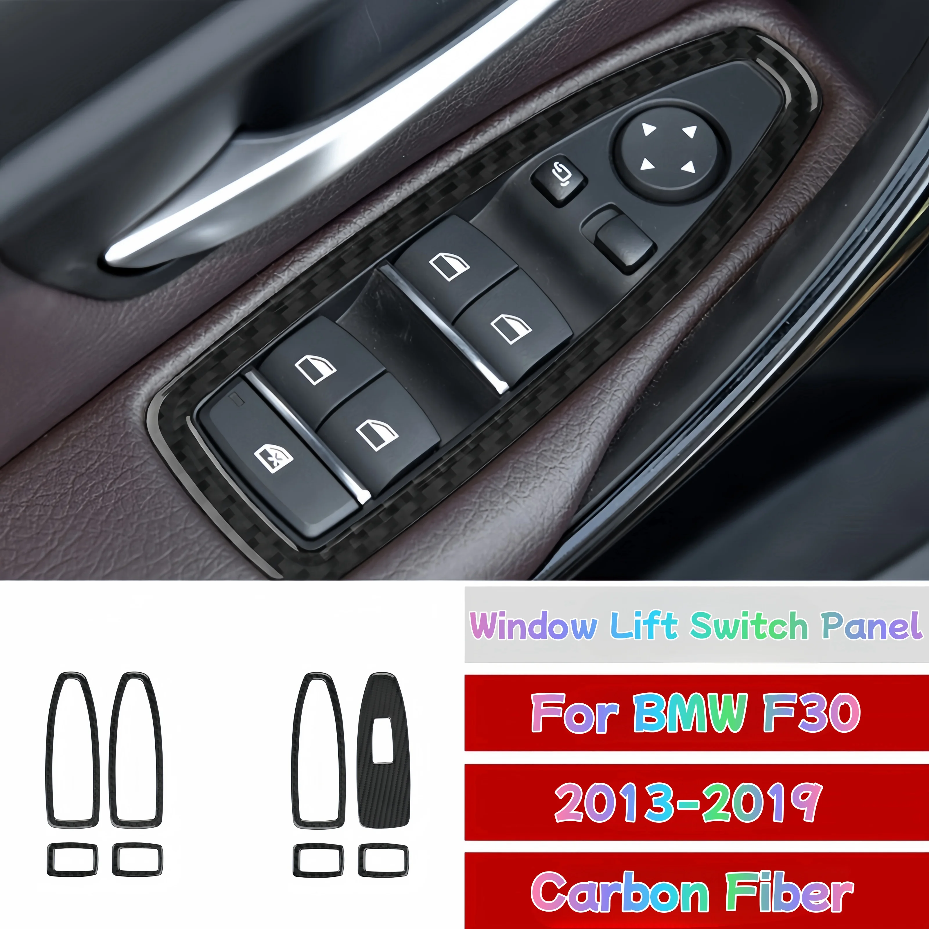 

Для BMW F30 3 серии 2013-19 аксессуары из углеродного волокна для интерьера автомобиля стеклоподъемник кнопка переключения панель отделка крышка декоративная наклейка