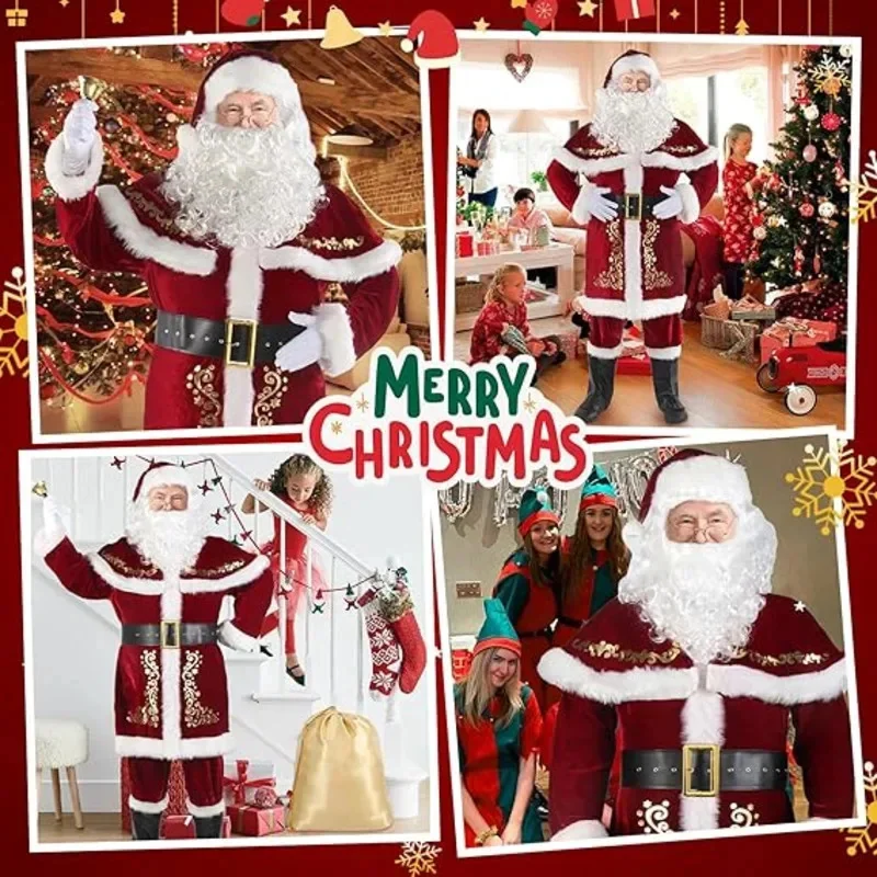 New Christmas Male Female Couples Cosplay Set 6xl Plus Size Santa Claus Party Large-scale Performance Costume Surprises Prop