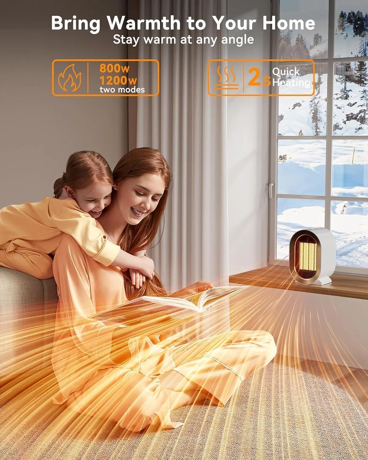 Calentador de ventilador eléctrico PTC, uso doméstico, sala de estar, baño, oficina, escritorio, 1200W, calentamiento rápido, calentador de ventilador pequeño portátil para invierno