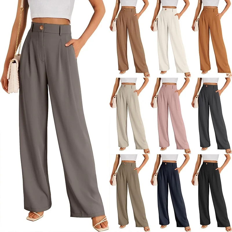 

High Waist Comfortable Busin Casual Work Commute Pants Women's Faionable Trousers for Summer Cross-Border op
