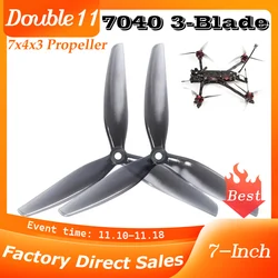 E-Power 2Pairs 7X4X3 7040 3-Blade PC Propeller CW+CCW  Resistant Light Gray RC Parts For FPV 7-Inch Remote Drone