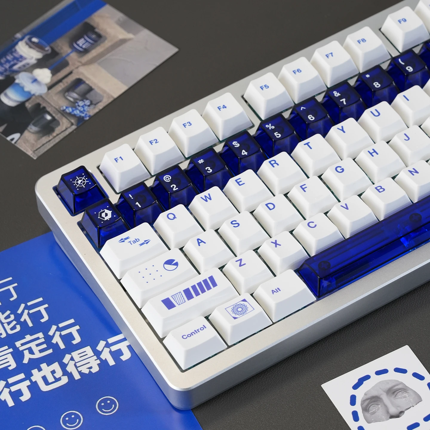 

Оригинальная геометрическая тема, колпачки для клавиш PBT PC Cherry Profile, минималистичные белые, синие колпачки для клавиш, наборы для механической клавиатуры MX Cherry