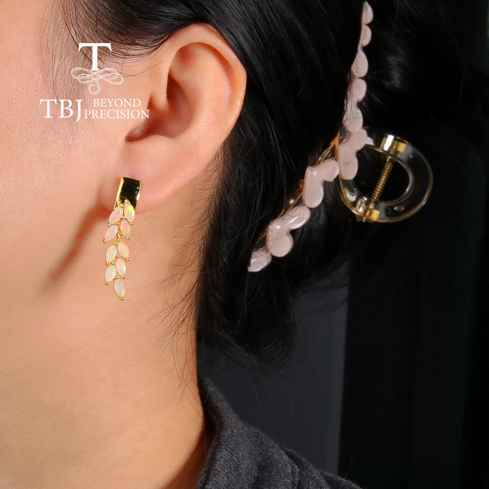 2026, Luxury design October Birthstone Natural Opal 18K yellow silver Ring Earrings jewelry set Women's anniversary wedding gift - view 4