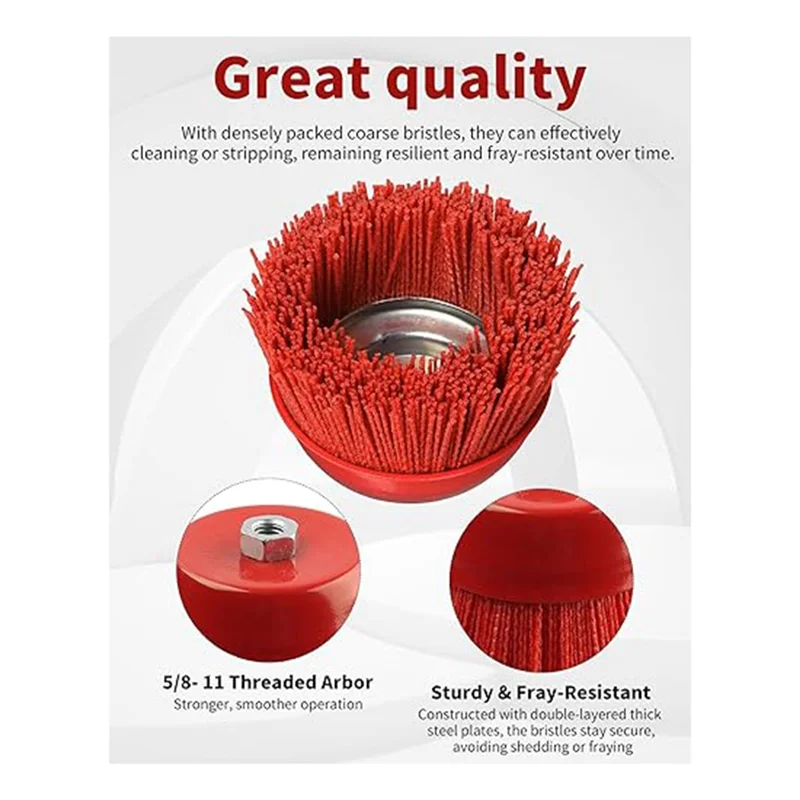 4Pc Grinding Nylon Cup Brushes 3Inwire Wheel For Angle Grinder 5/8In-11Threaded Shaft Nylon Wire Brush For Angle Grinder Durable