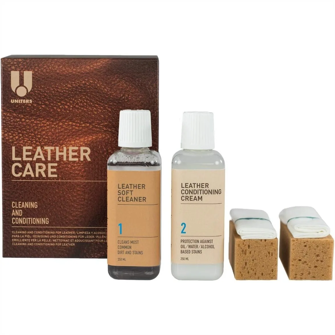 

Leather Care Kit Cleaning and Conditioning (250ml) - Cleaner and Conditioner for Furniture, Shoes, Bags, Car Interior