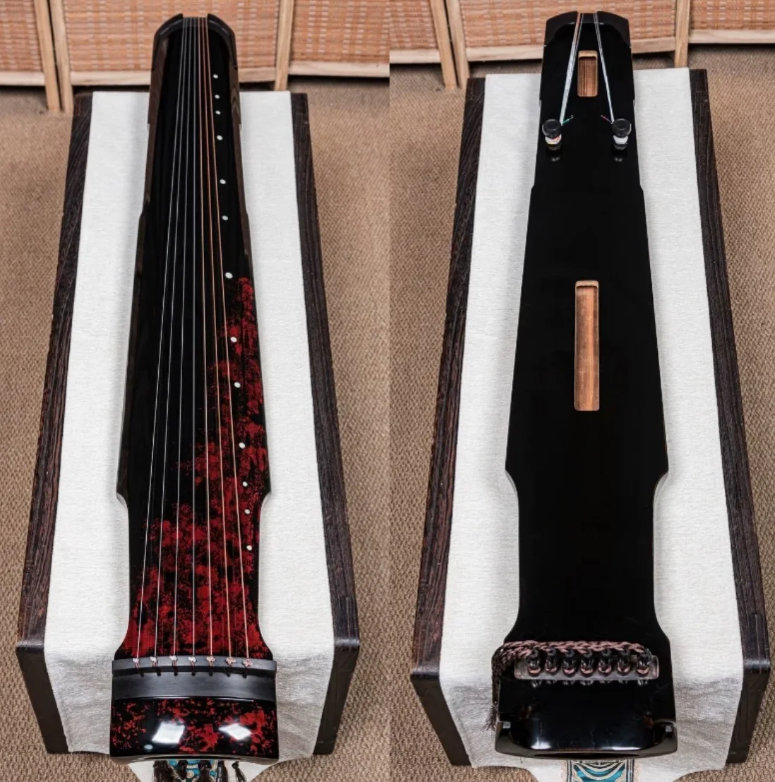 Zhongni‑Style Guqin, Ice Crack Texture, Pure Raw Lacquer, Old Fir Wood Chinese Traditional String Musical Instrument