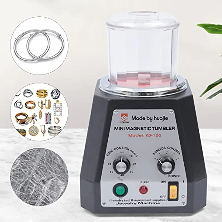 Mini Magnetic Tumbler 100mm Jewelry Polisher and Finisher Machine 110V