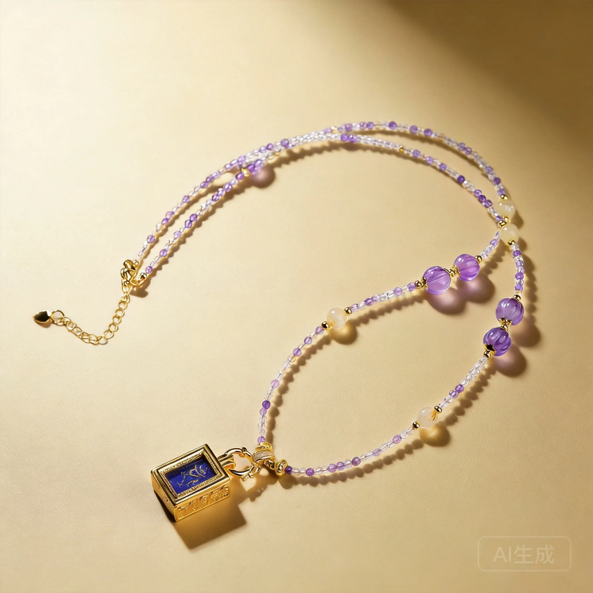 Chinese Style Vintage Amethyst Choker Necklace Thangka Pendant Lucky Blessing Fortune Bringing Ethnic Jewelry For Women