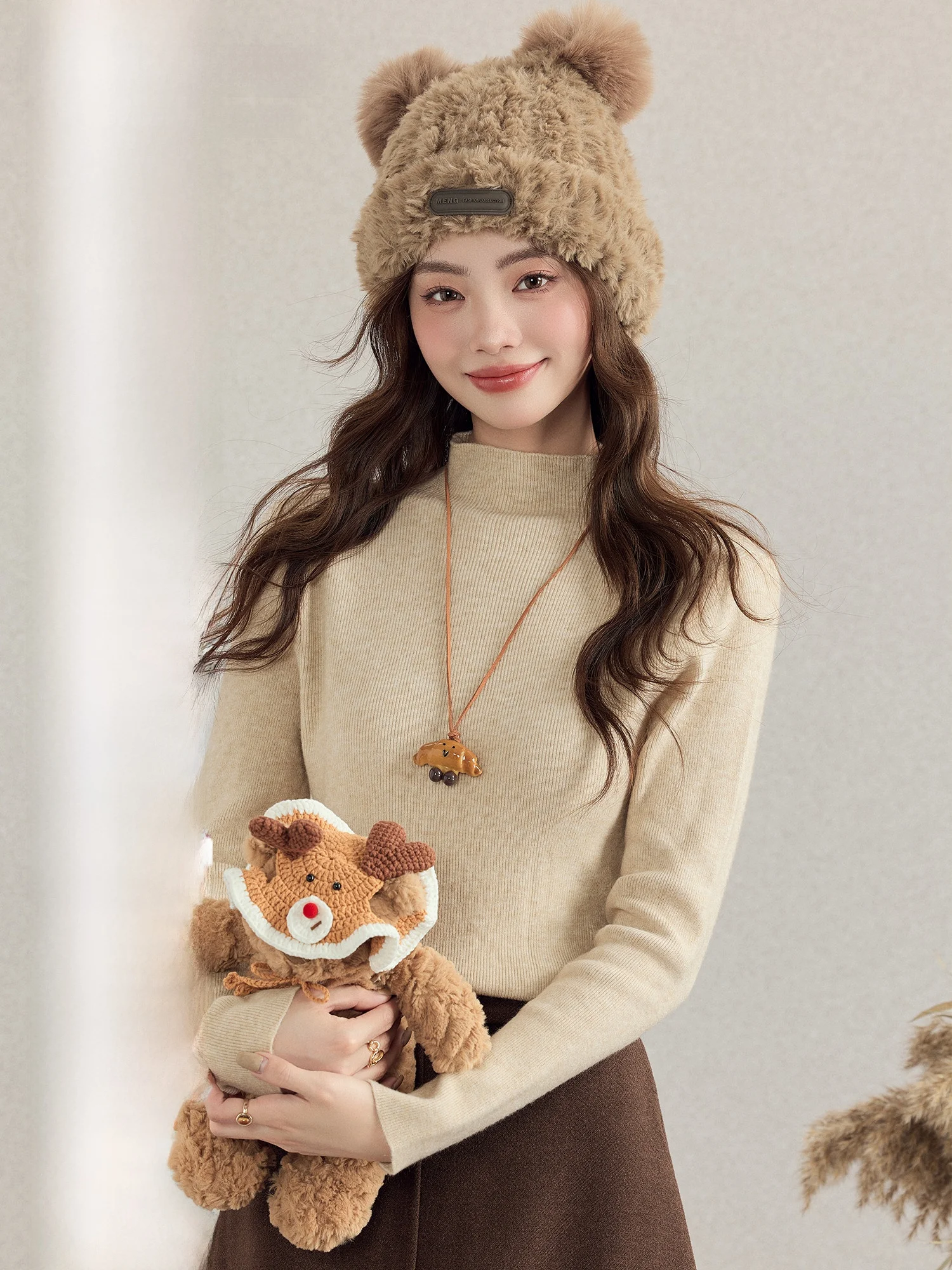 

Meng Xiaoqi корейский вязаный свитер с высоким воротником для поездок на работу, женский осенне-зимний облегающий базовый слой, топ