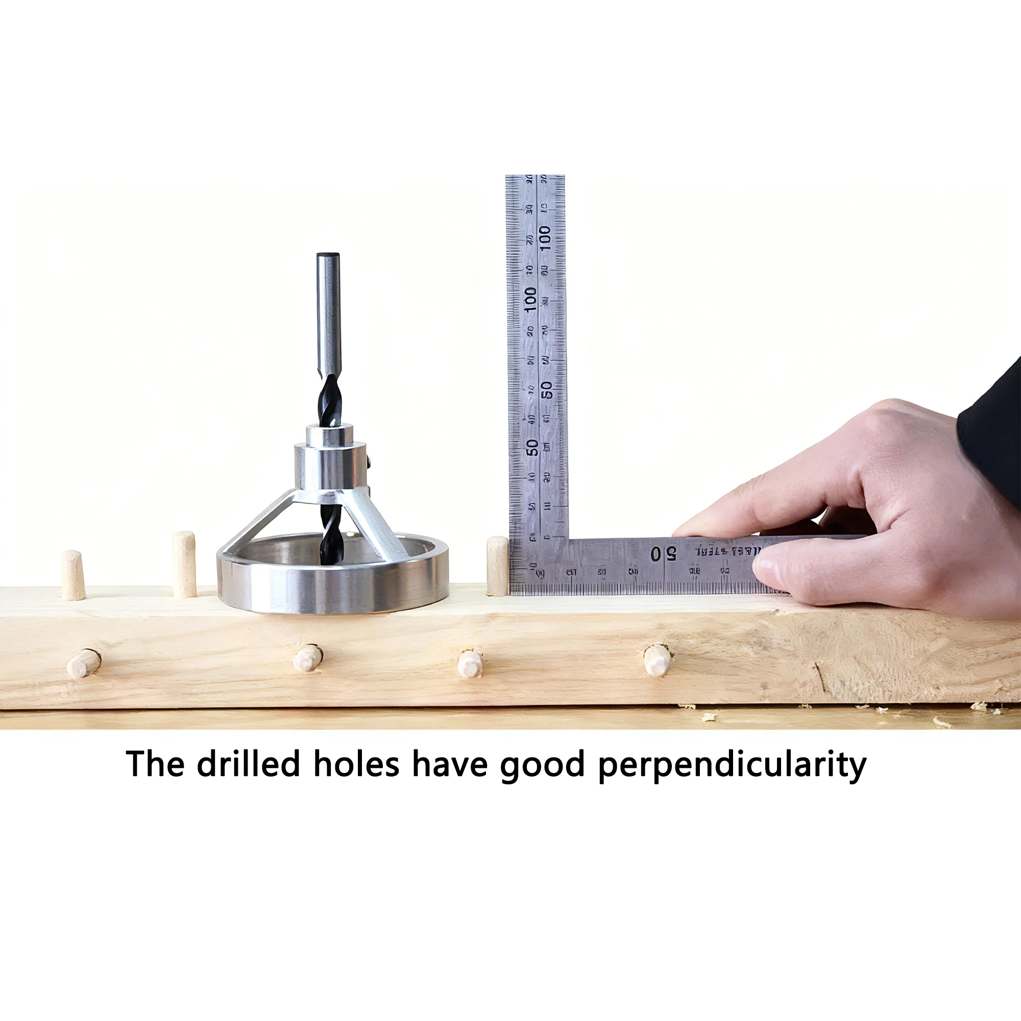 Kit de plantilla de perforación de madera todo en uno |     Perfecto 90 °     Agujeros Rectos para Pasantes, Tenons y Carinería |     Incluye brocas