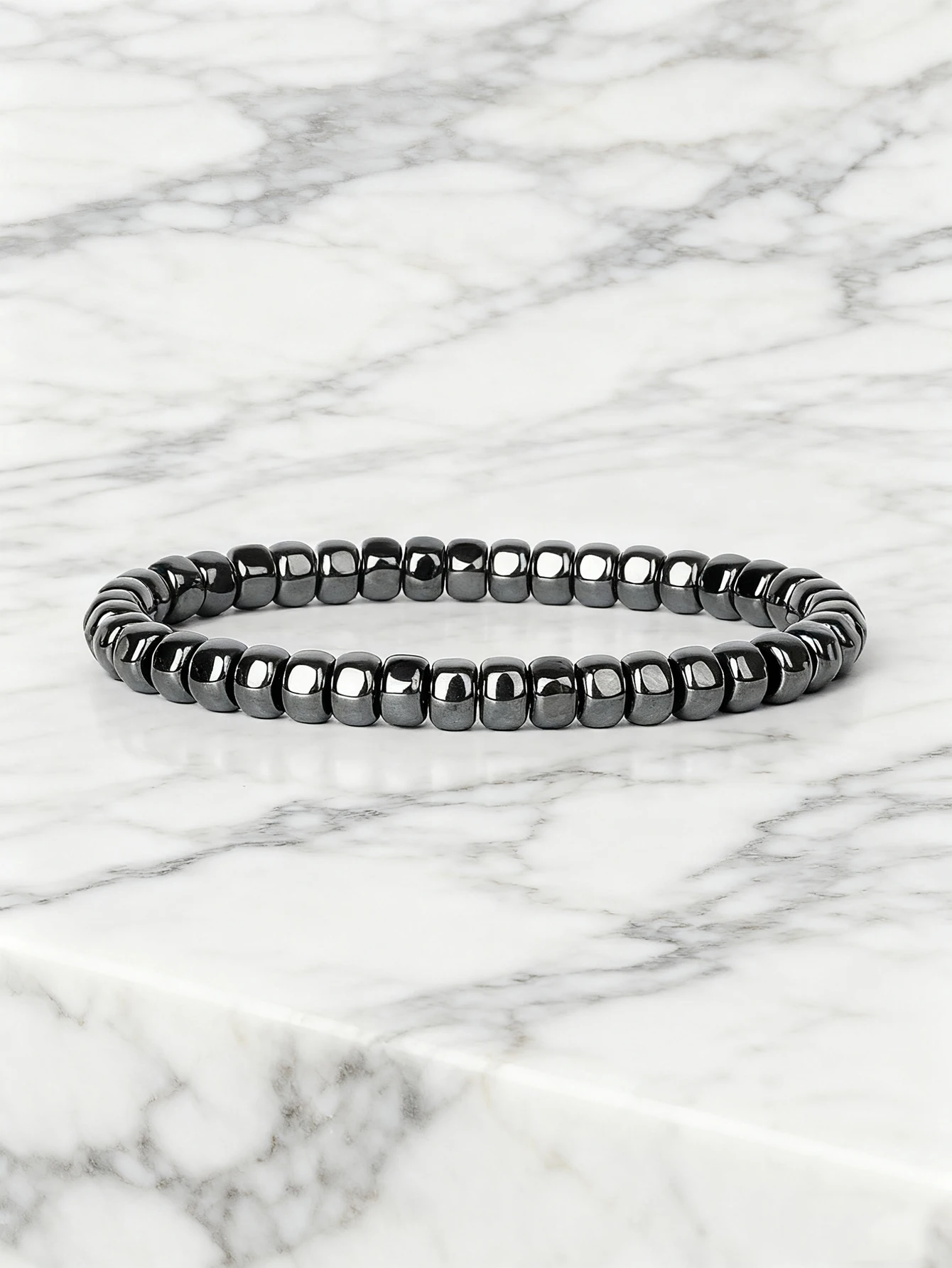 Faceted Hematite Bracelet Column Beads Natural Stone Beaded Strand for Protection Vigour Grounding Strength Balance New Jewelry