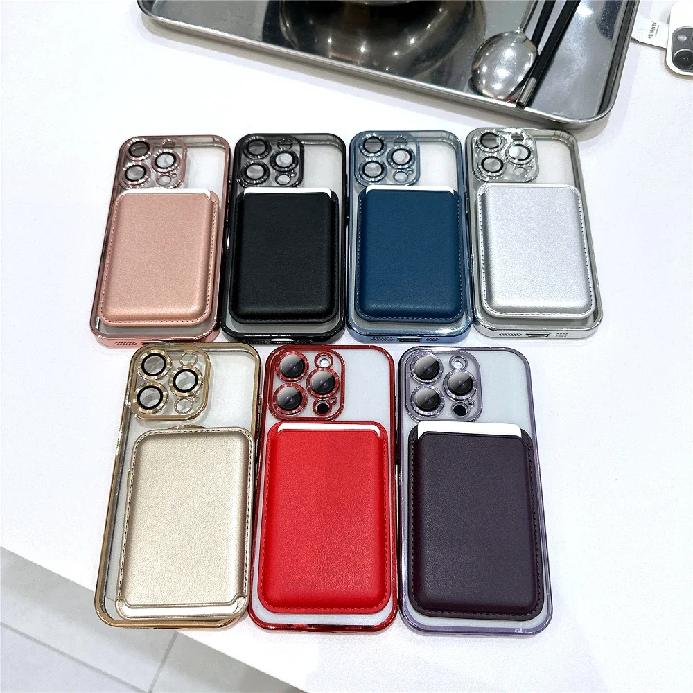 

2 in 1 Magnetic Card Slot With Detachable Phone Case For iPhone 16e 15 Pro Max 14 Plus 13 12 Pro With Support Wireless Charging