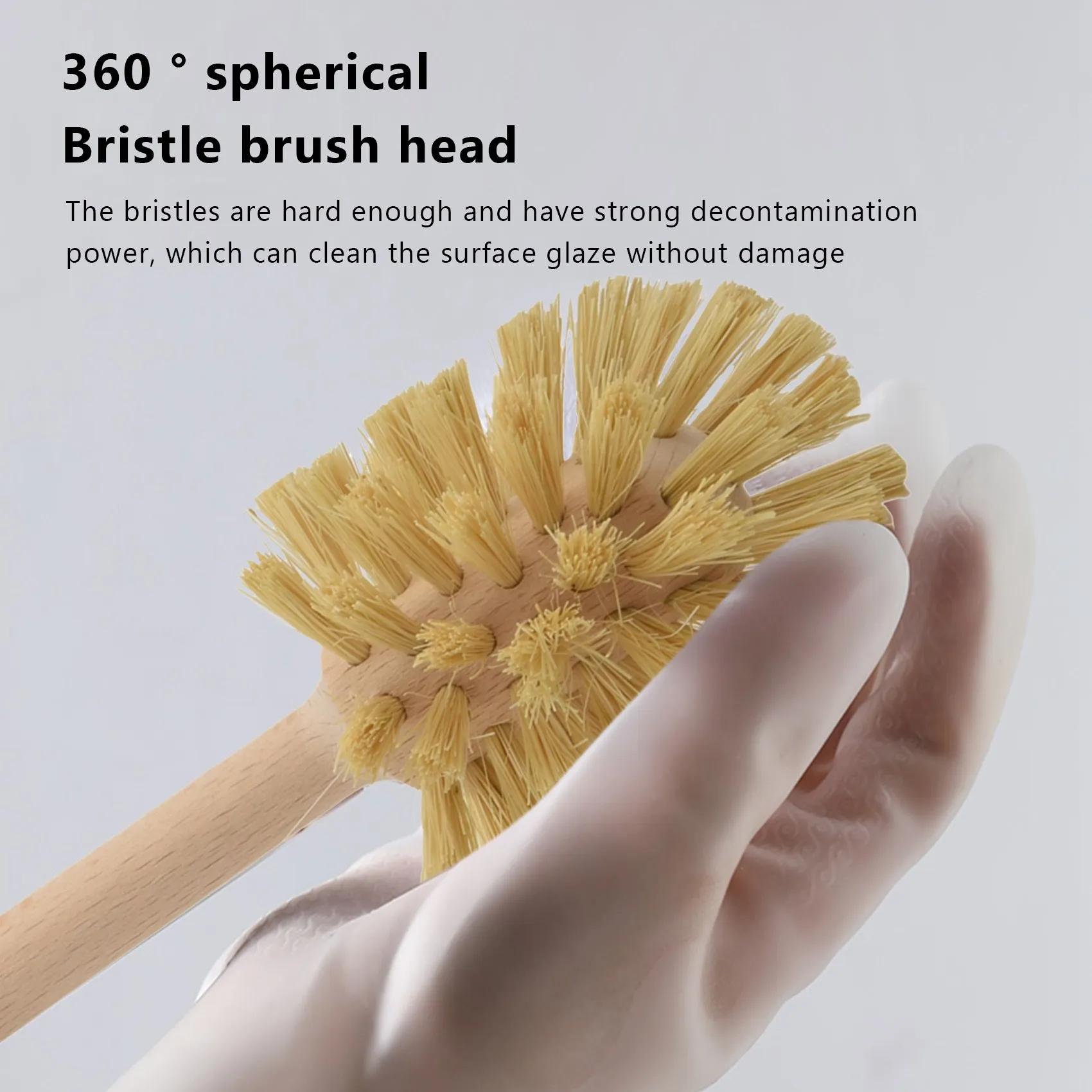 

ABJN-Набор из 2 деревянных туалетных щеток из бука, с прочной щетиной из джута, 360° ° Мощь чистящего средства