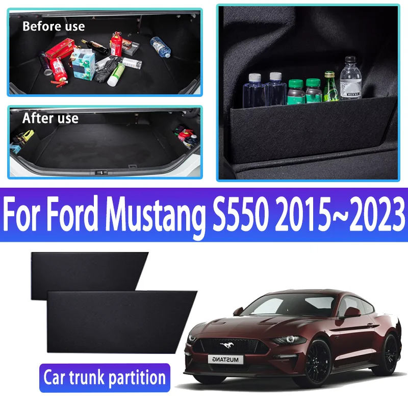 

Для Ford Mustang S550 2015 ~ 2023 2020 автомобильная утолщенная перегородка для хранения багажника, многофункциональный ящик для хранения, аксессуары для салона автомобиля