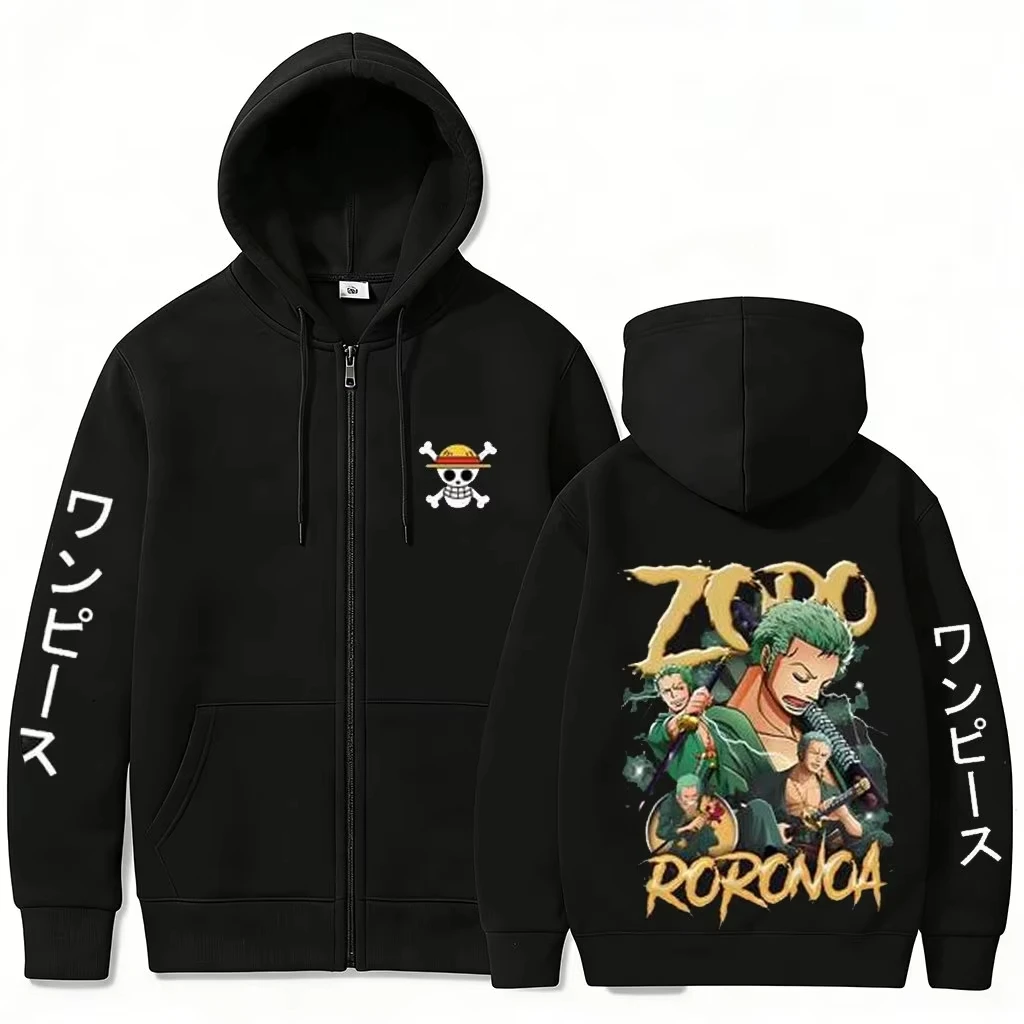 Unisex One Piece Roronoa Zoro Streetwear Cosplay Anime Cartoon Reißverschluss-Kapuzenjacke Herren Damen Sweatshirt 2026 Frühling Herbst