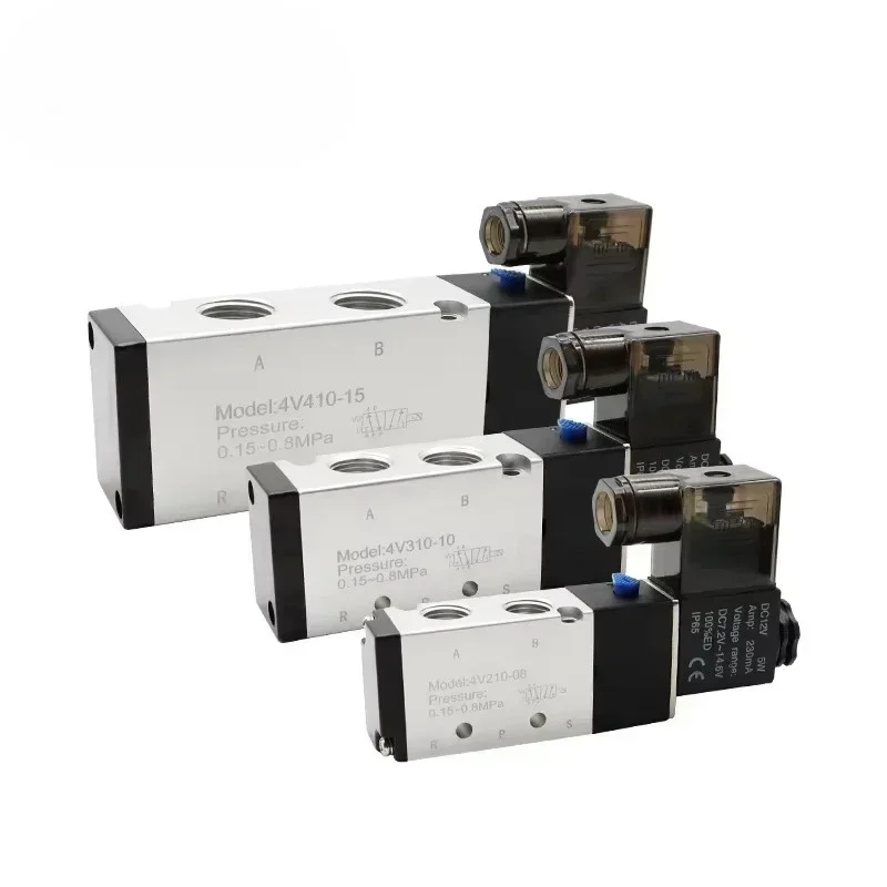 Pneumatic Electric Solenoid Valve 5 Way 2 Position Control Air Gas Magnetic 4V110-06 4V210-08 4V310-10 4V410-15 DC12V 24V AC220V