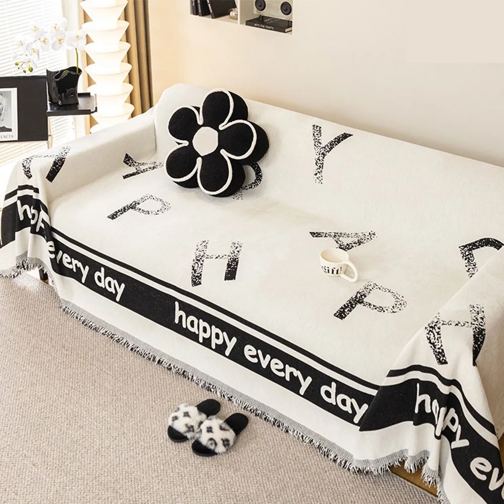 

housse de canapé angle Chenille Sofa Cover For Couch Universal Couch Towel Black And White Print Throw Blankets Full Cover