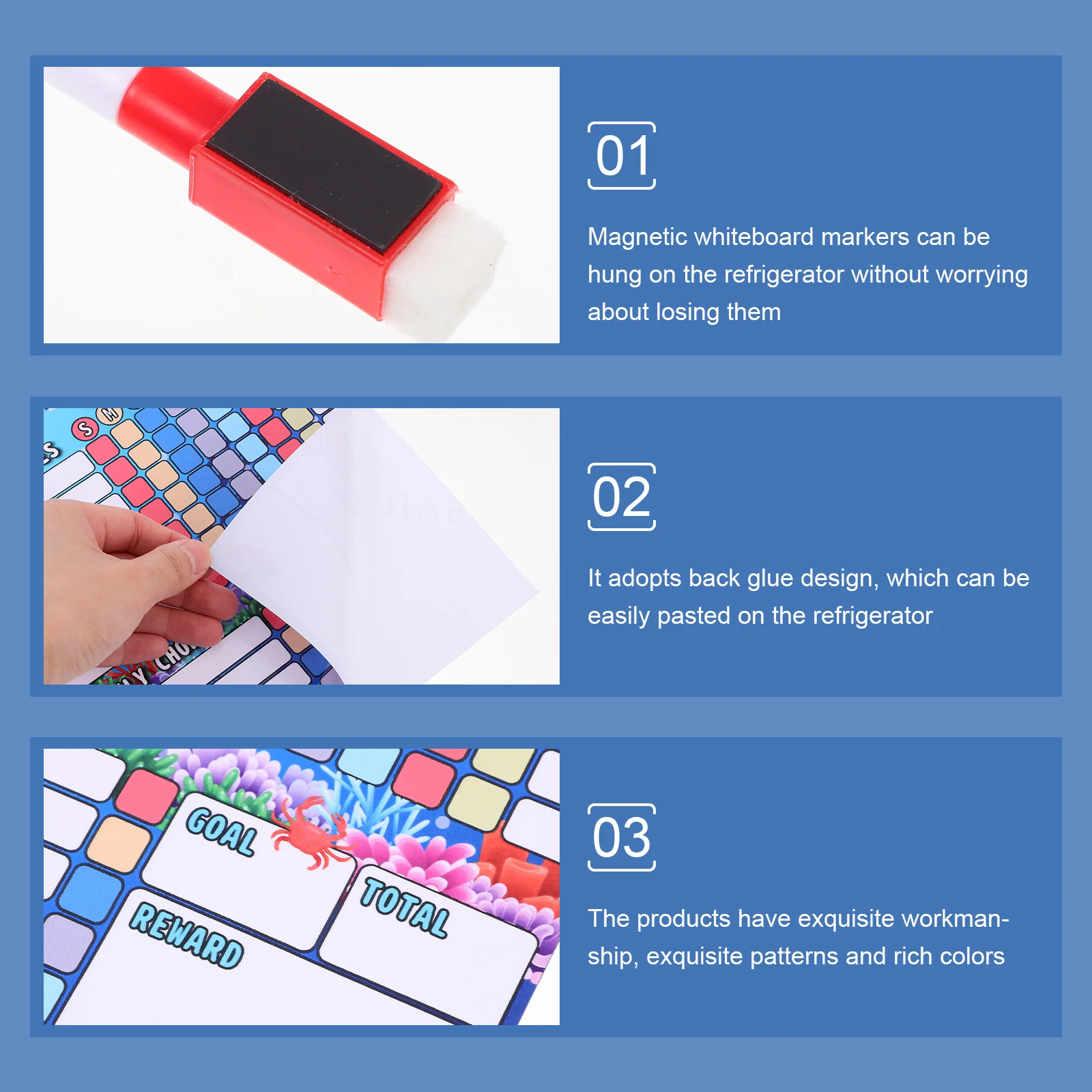 

Pocket Work School Rubber Soft Magnetic Kids Weekly Planner Board for Fridge Convenient Behavior Chart