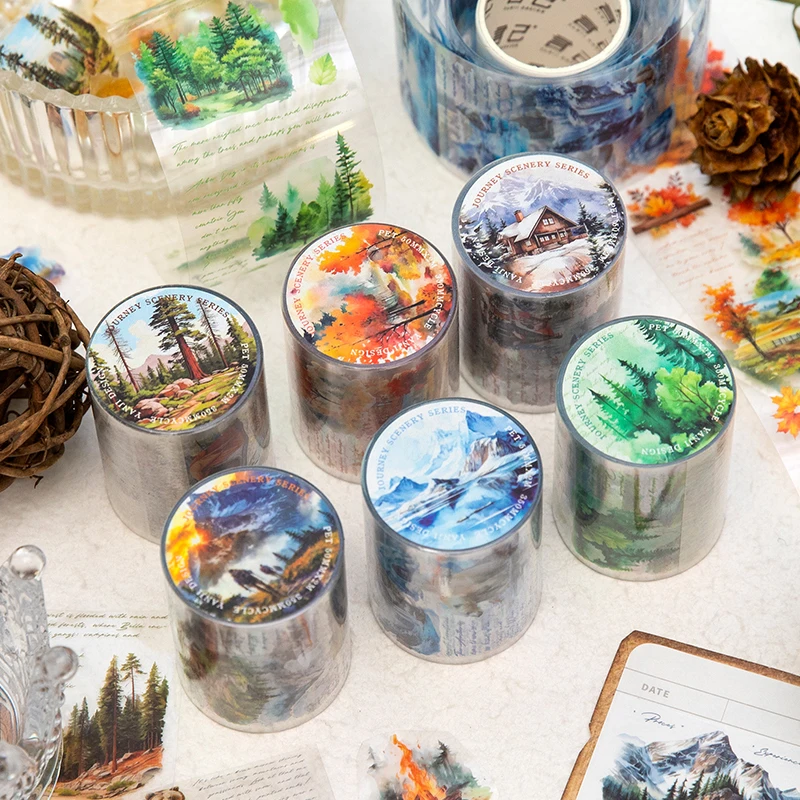 

50mm*2m 1pc PET Landscape Tape Creativity Scrapbooking Junk Journal Creative Stationery DIY Deco Stickers School Supplies