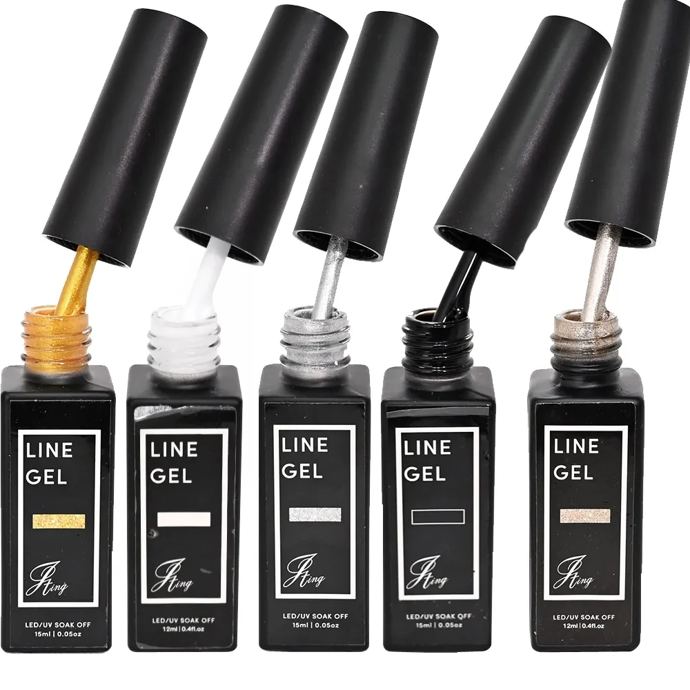 초미세 브러시 헤드 라이너 젤 네일 아트 광택제, 프렌치 풀 라인 그래피티 페인팅, 스트라이프 디자인 젤 바니시, 2 인 1, 15ml