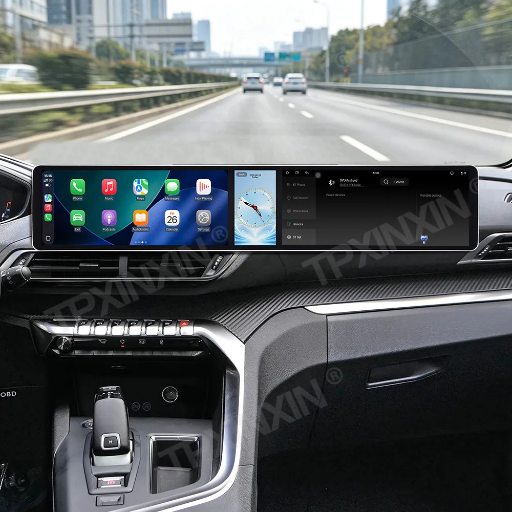12.3+12.3 Inch Screen Car Radio For Peugeot 4008 5008 2017-2021 Android Auto GPS Navigation Multimedia Stereo Receiver Head Unit