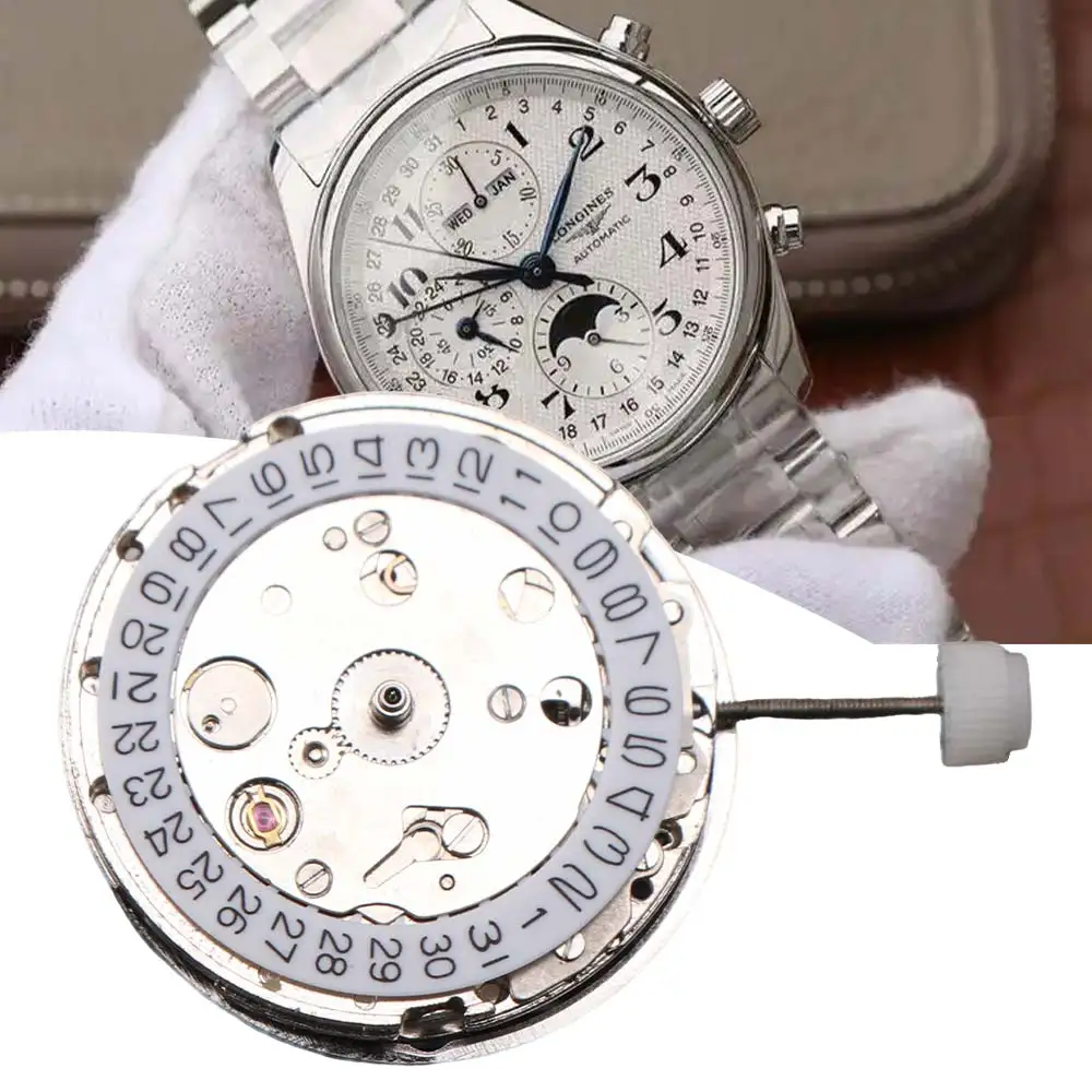 White Movement 2813 Watch Movement 3 Pin Design 3 Hands Watch Movement Replacement Single Calendar Automatic Mechanism