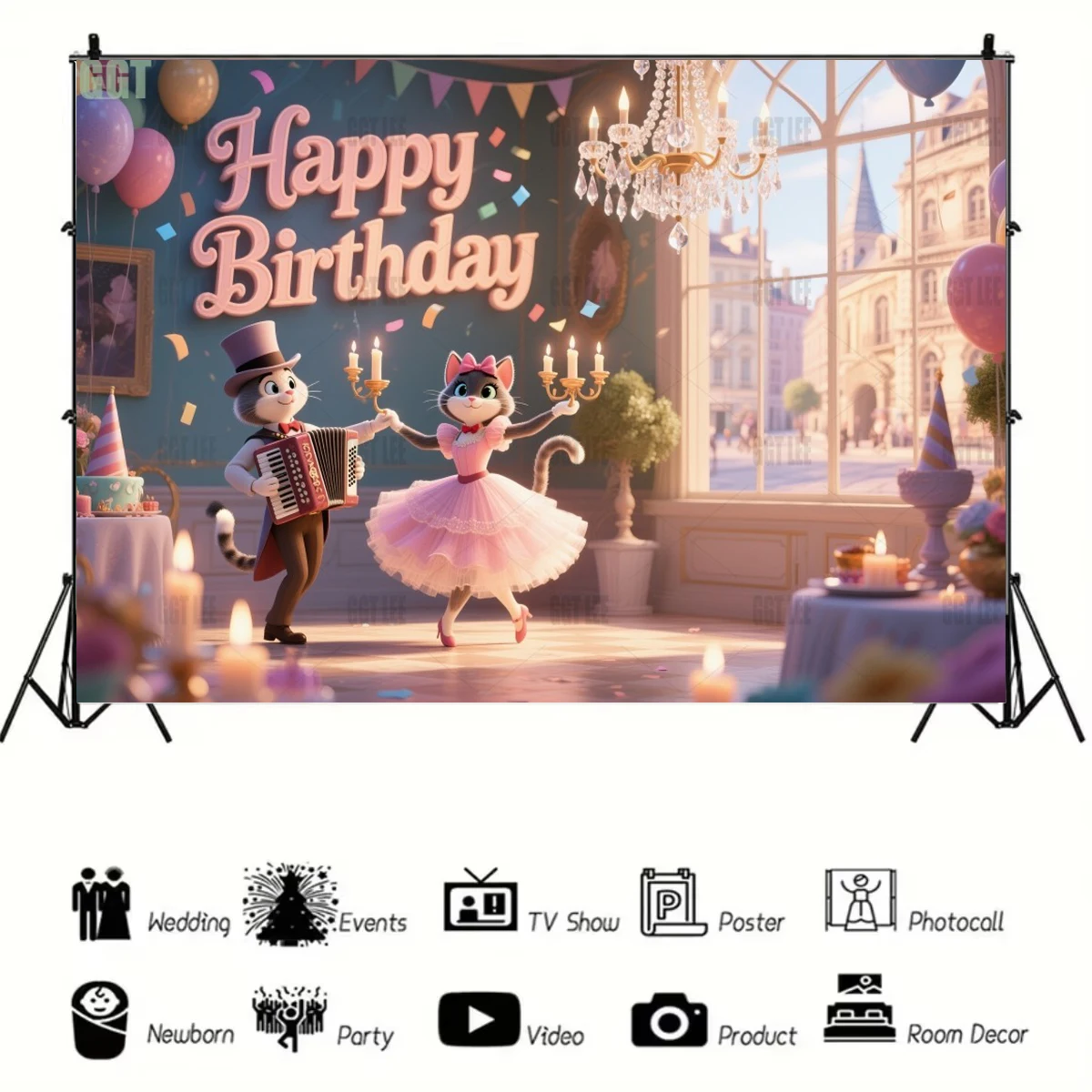 MINISO Steampunk 세탁 배경 신데렐라 Stepsisters 드라마 파티 배너 장식 사진 배경 생일 축하 맞춤