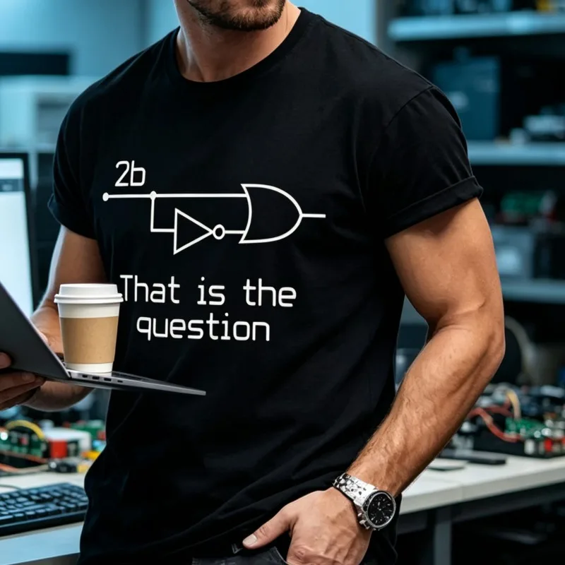 2B That Is The Question Men’s Funny Programmer Graphic T-Shirt Soft Modal Casual Tee for Coding Lover Tech Fan Streetwear Gift