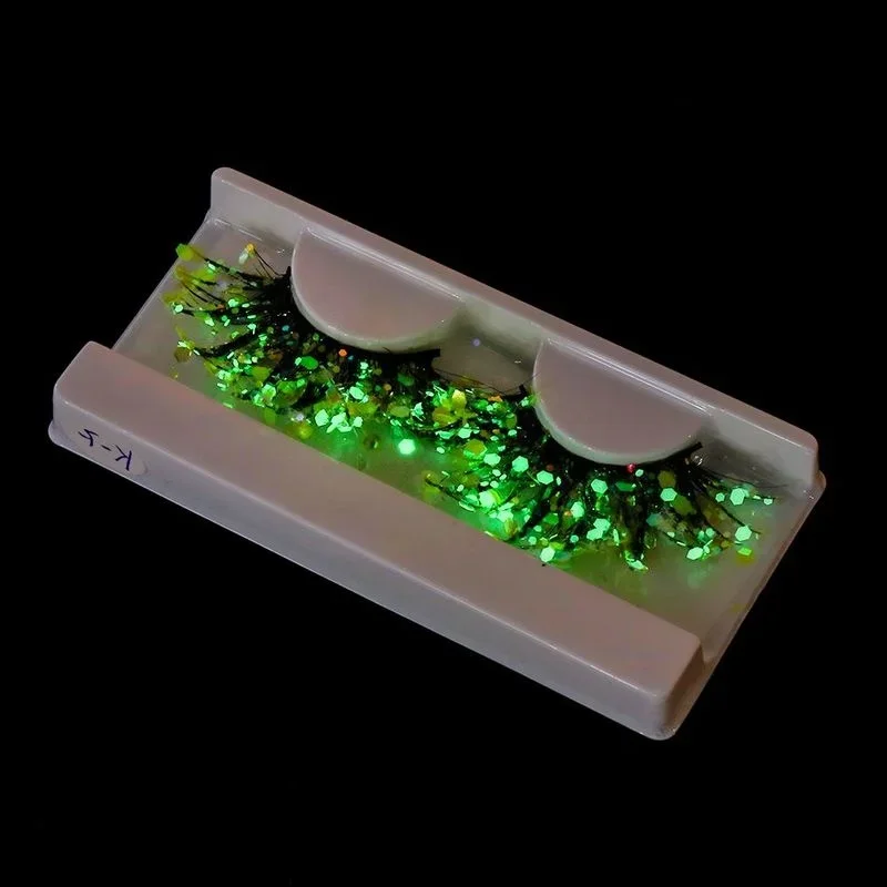 

1 Pairs Luminous Mink Eyelashes Fluffy 3d Mink Lashes Dramatic Fluorescent False Eyelashes with Sequins