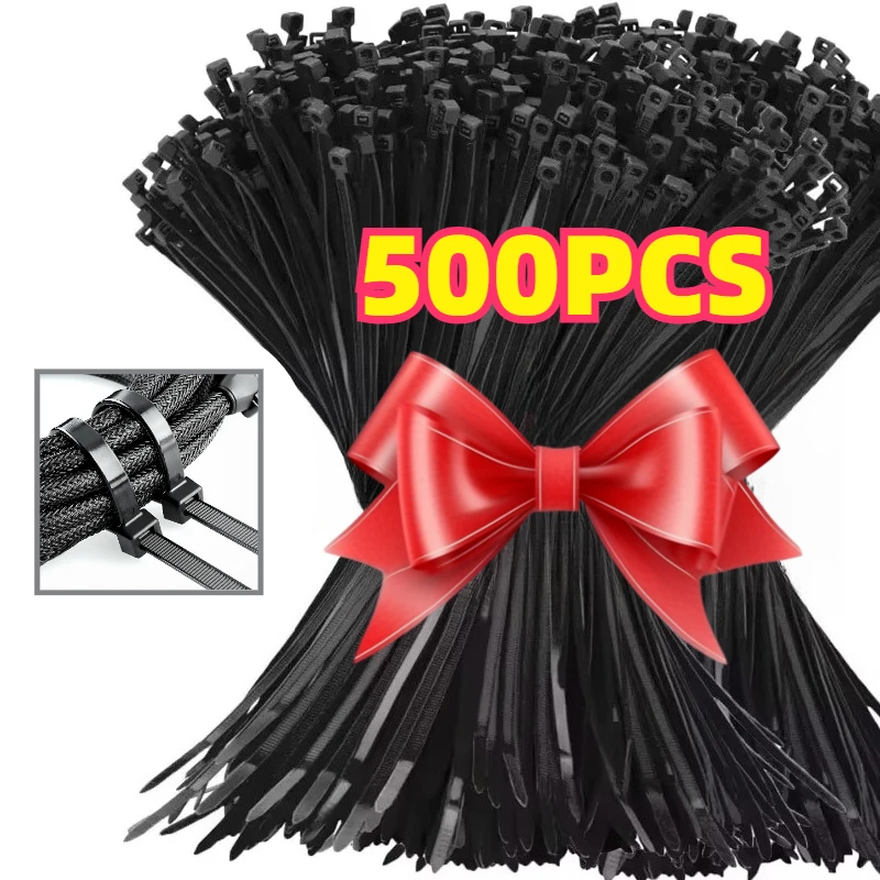 Black Cable Ties Heavy Duty Zip Ties Fastening Ring Self-locking Plastic Nylon Cable Tie Zip for Home Offices Industrial