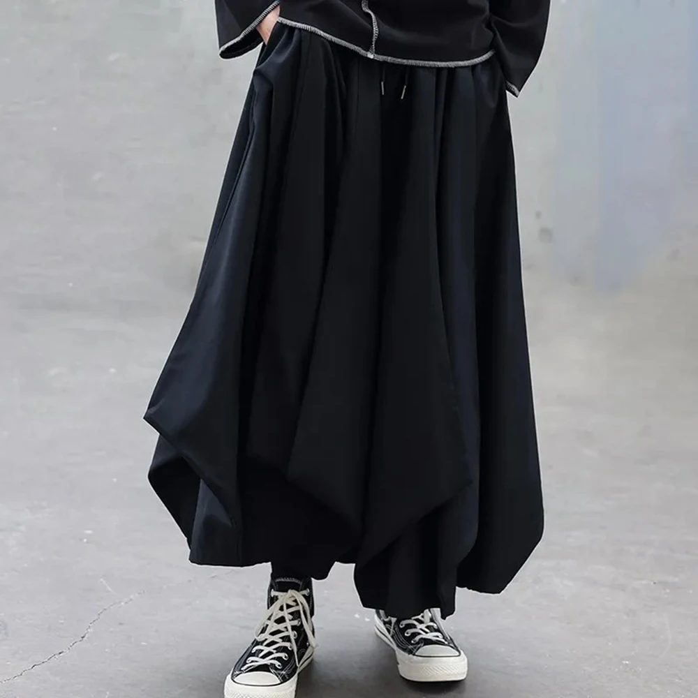 Men Y2k Culottes Gothic Harajuku Samurai Pants Hakama Streetwear Fashion Casual Wide Leg Pants Old Money Men'S Clothing 2025 New