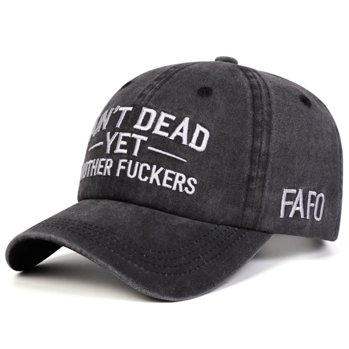 Unisex AINT DEAD YET Baseballkappen mit Stickerei, für Frühling und Herbst, für den Außenbereich, verstellbare Freizeithüte, Sonnenschutzhut, Sportkappe – Detail 2